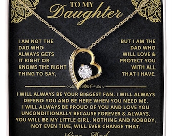 To My Daughter - Forever & Always | From Father Dad, Inspirational Strength Gift, Forever Love Necklace, 14k Sentimental Present, Xmas