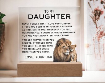 Daughter Lion Acrylic LED Lamp – Personalized Gift From Dad