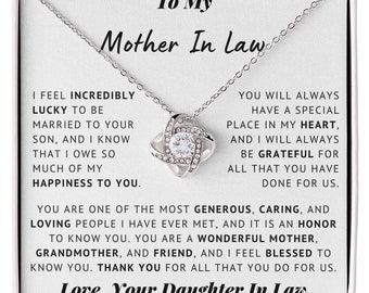 Love Knot Necklace, Mother of Groom Gift (Cubic Zirconia, Adjustable)