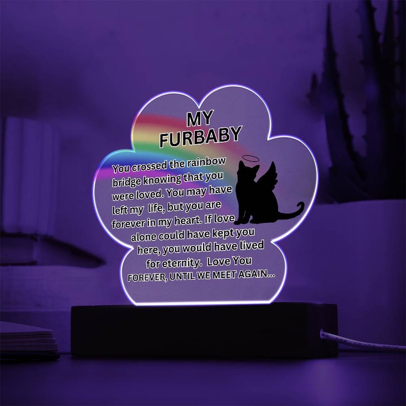 Rainbow Bridge Furbaby Acrylic Paw Plaque | Cat Memorial Jewelry, Loss ...