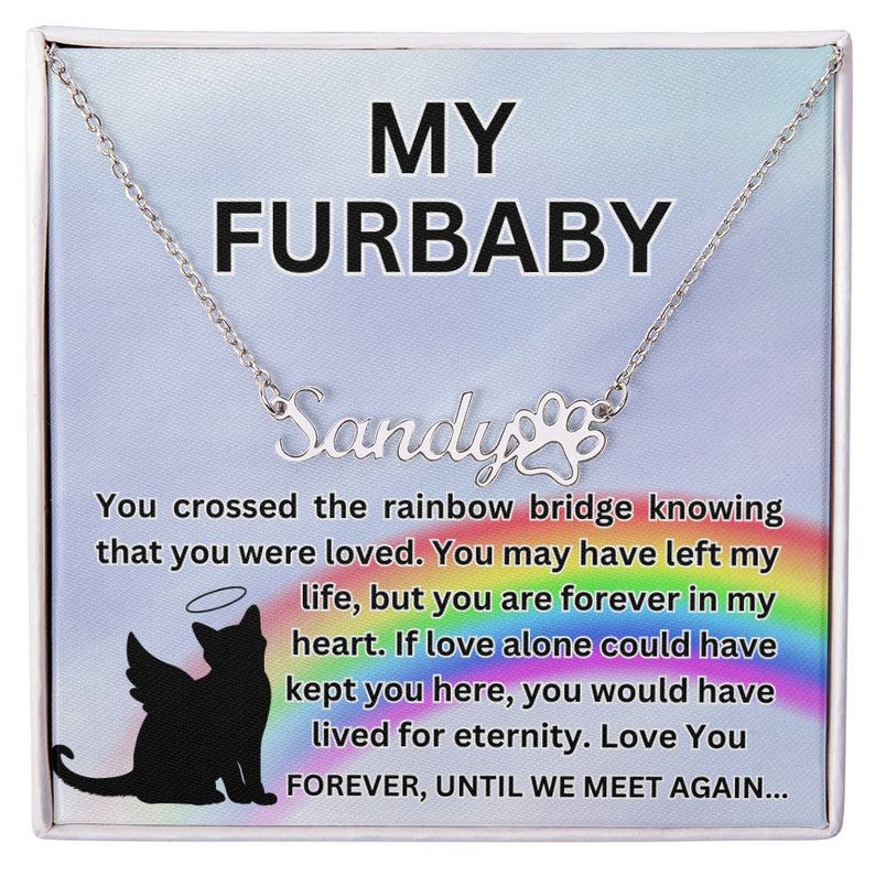 Rainbow Bridge Furbaby Paw Print Necklace | Cat Memorial Jewelry, Loss ...