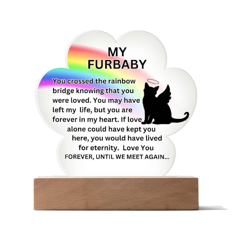 Rainbow Bridge Furbaby Acrylic Paw Plaque | Cat Memorial Jewelry, Loss ...