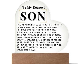 Personalized Acrylic Heart LED Lamp - Gift for Son