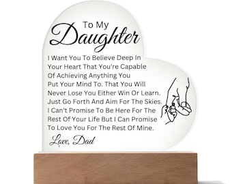 Personalized Acrylic Heart Lamp – Daughter Gift from Dad