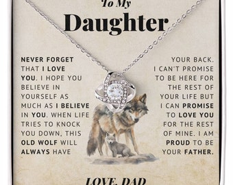 Love Knot Necklace - To My Daughter, 14k Gold, Cubic Zirconia
