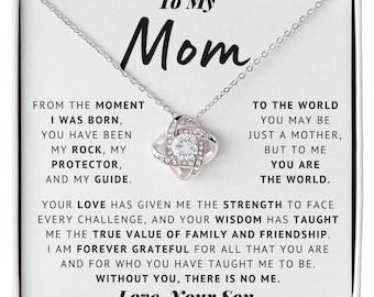 Love Knot Necklace for Mom: Thank You from Son in White Gold