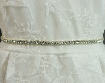 Ceinture minimaliste, Ceinture en strass, Ceinture nuptiale, Ceinture argentée, Ceinture de mariée, Ceinture de demoiselle d’honneur, Ceinture de vigne nuptiale, Ceinture de robe de mariée