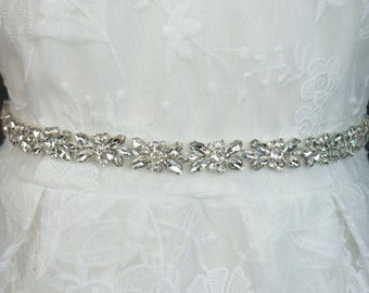 Minimalist belt, Rhinestone belt, Bridal belt, Silver belt, Wedding belt, Bridesmaid belt, Bridal vine belt, Wedding dress belt