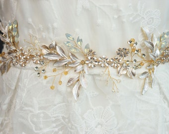 Ceinture minimaliste, Ceinture strass, Ceinture nuptiale or rose, Ceinture opale, Ceinture de mariage, Ceinture de demoiselle d’honneur, Ceinture de vigne nuptiale, Ceinture de robe de mariée