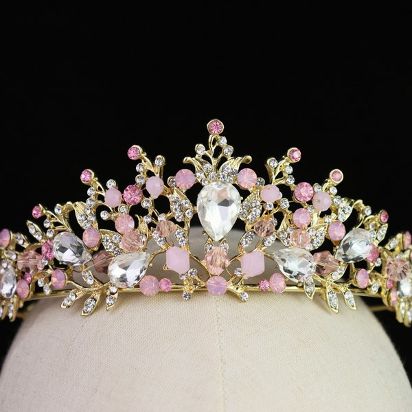 Stunning Crystal Wedding Tiara Vintage Rose Gold Bridal Crown Stone Wedding Crown Crystal Girls Birthday Party Crown Wedding Photo Shoot