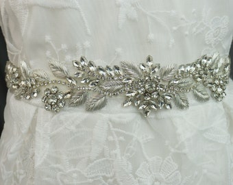 Ceinture minimaliste, Ceinture en strass, Ceinture nuptiale, Ceinture argentée, Ceinture de mariée, Ceinture de demoiselle d’honneur, Ceinture de vigne nuptiale, Ceinture de robe de mariée