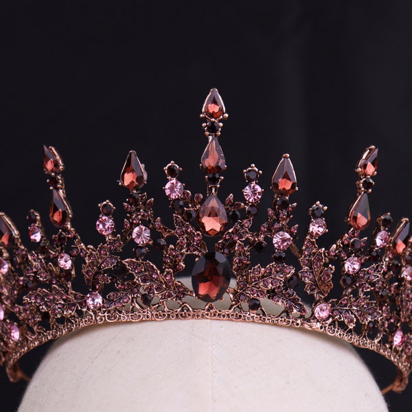 Stunning Crystal Wedding Tiara Vintage Red Bridal Crown Stone Wedding Crown Crystal Girls Birthday Party Crown Wedding Photo Shoot