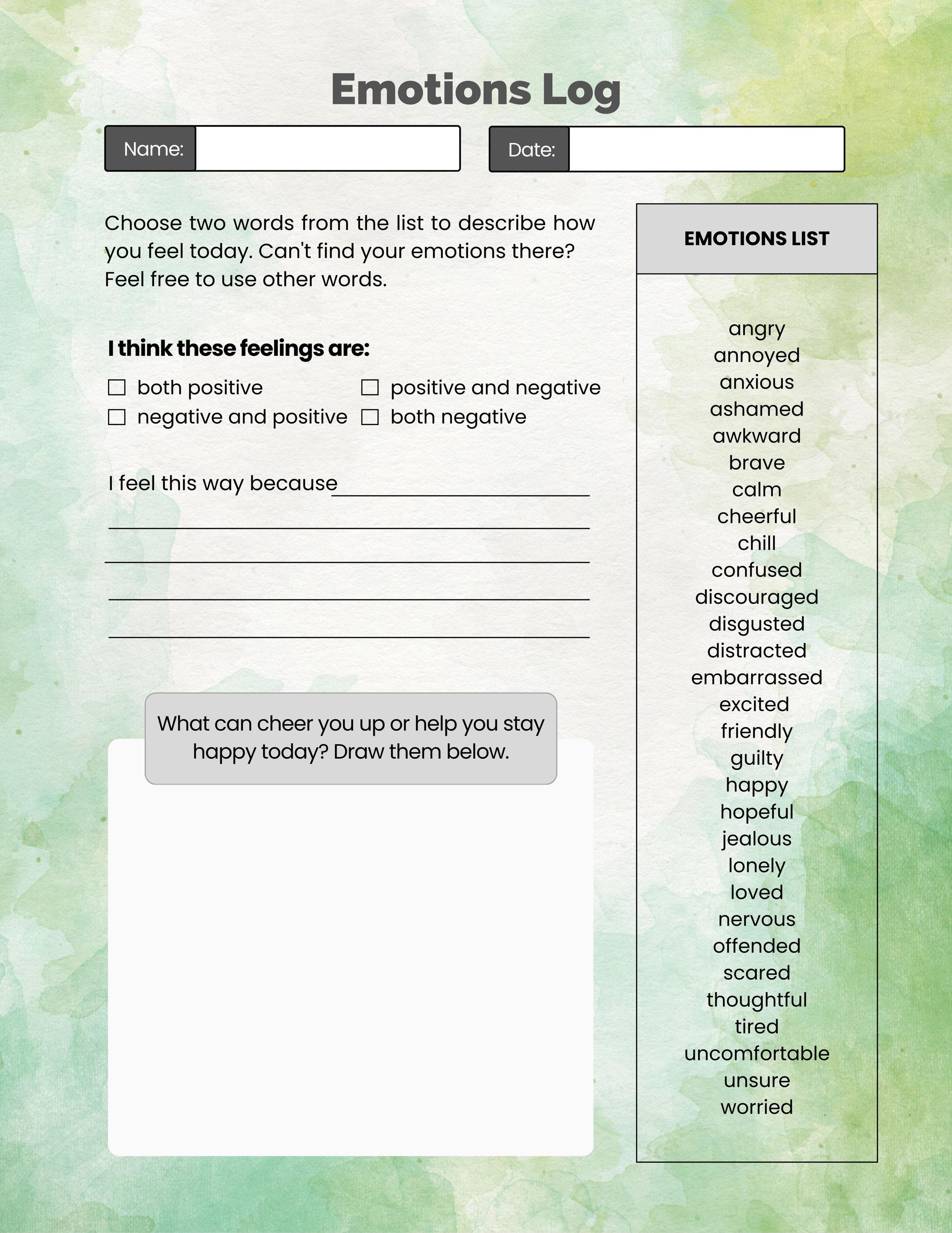 Emotions Log - Etsy