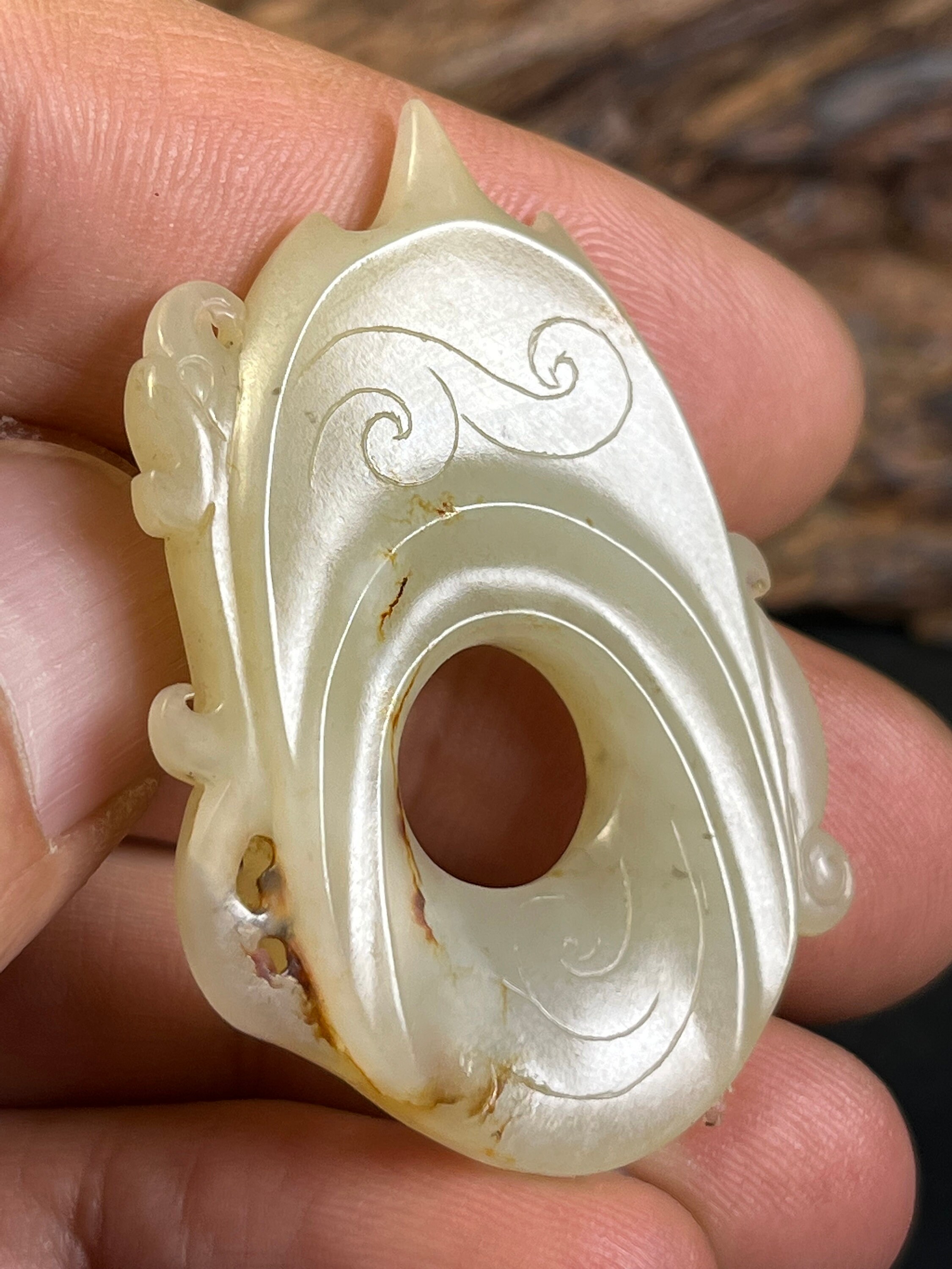 Antique White Jade Pendant With Phoenix Pattern Etsy Canada