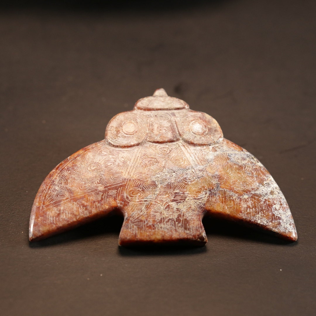 Antique Jade Swallow Pendant, Jade Animal Pendant, Liangzhu Yellow Jade