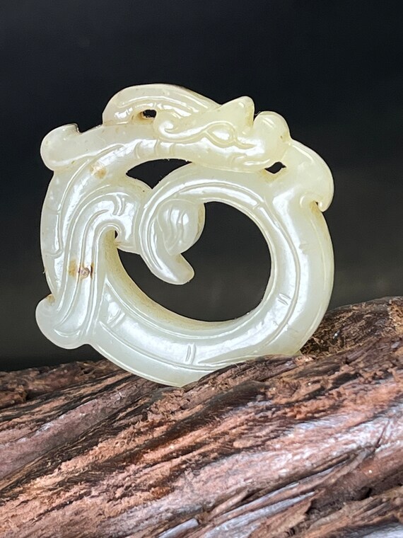 Antique white jade pendant, Dragon jade pendant, Jade… Gem