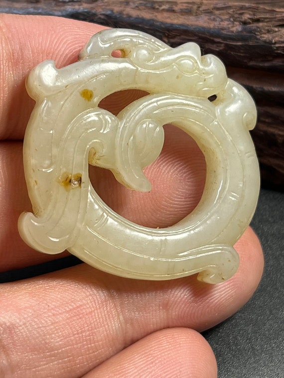 Antique white jade pendant, Dragon jade pendant, Jade… Gem