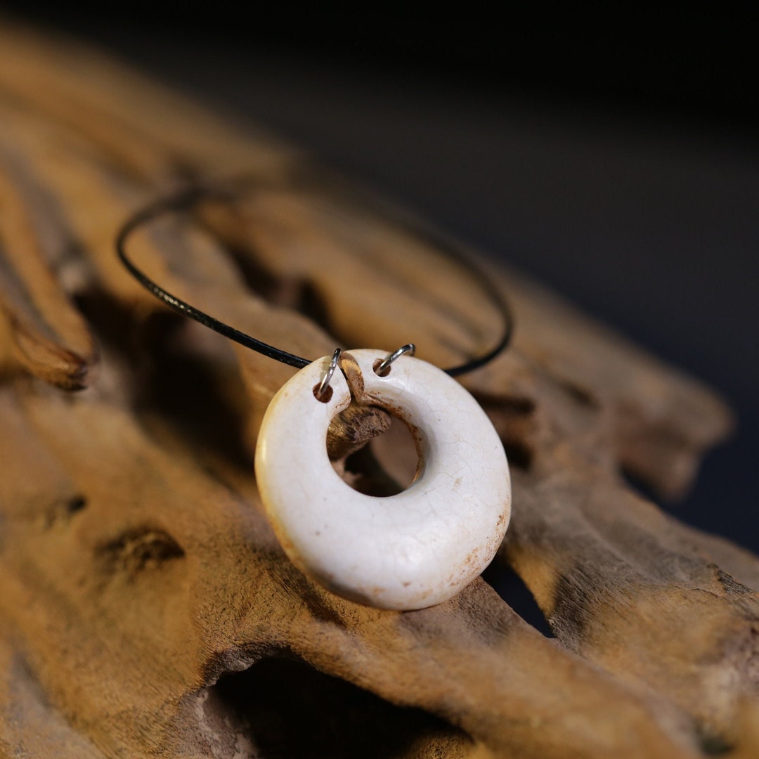 Antique White Jade Pendant, Ring Shape Jade Pendant, Men/women Donut