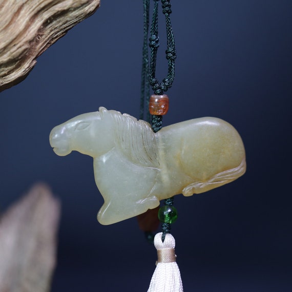 Antique horse jade pendant, zodiac horse necklace… - image 7