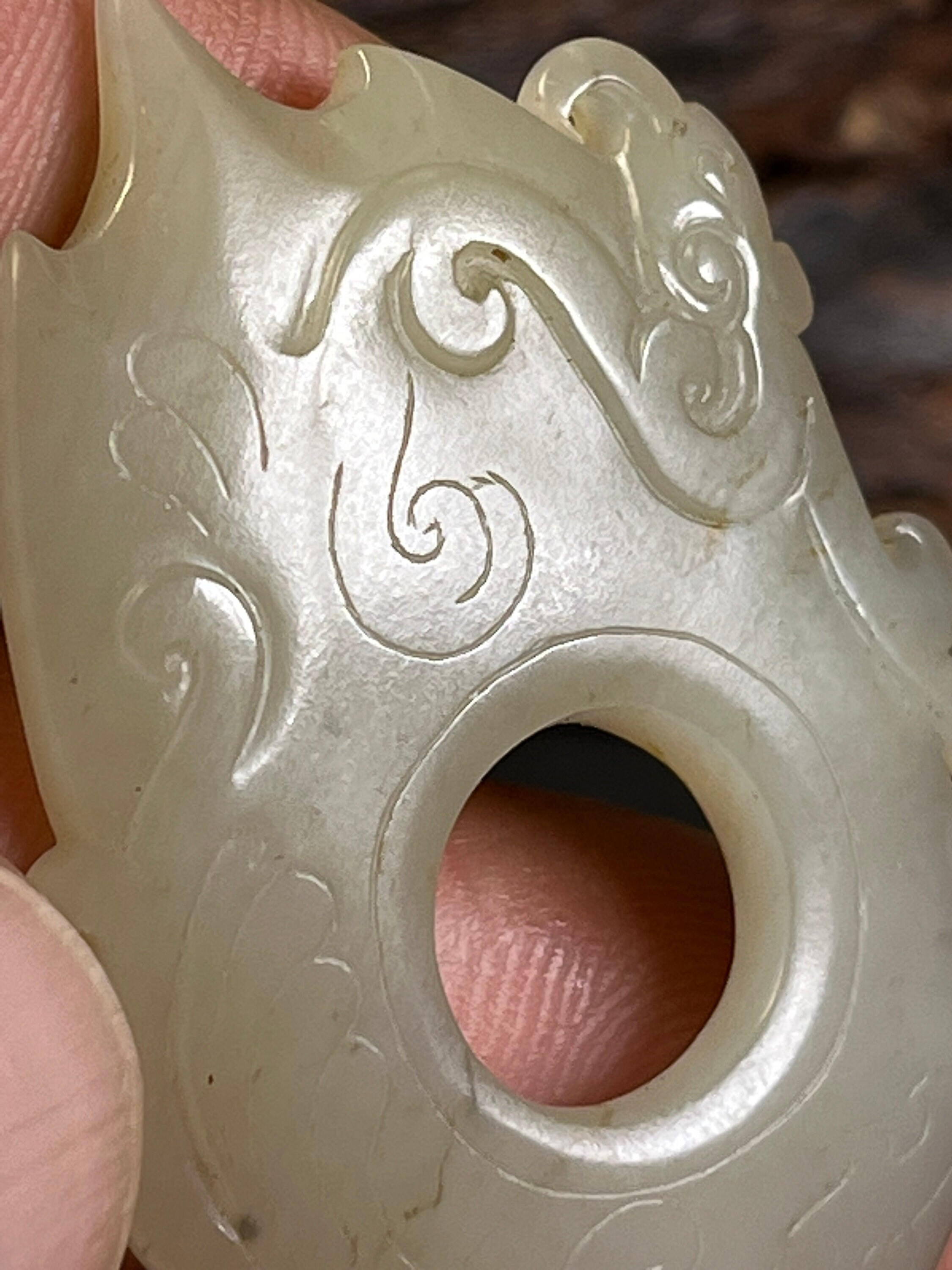 Antique White Jade Pendant With Phoenix Pattern Etsy Canada