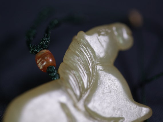 Antique horse jade pendant, zodiac horse necklace… - image 4