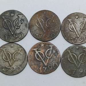 Lot de 6 pièces de 1 duit VOC 1790 Utrecht