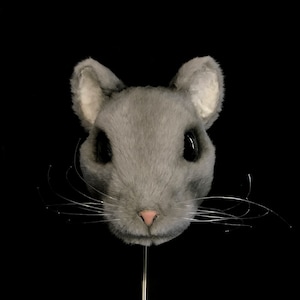 Fur Gray Mouse mask (size 60-62 cm)