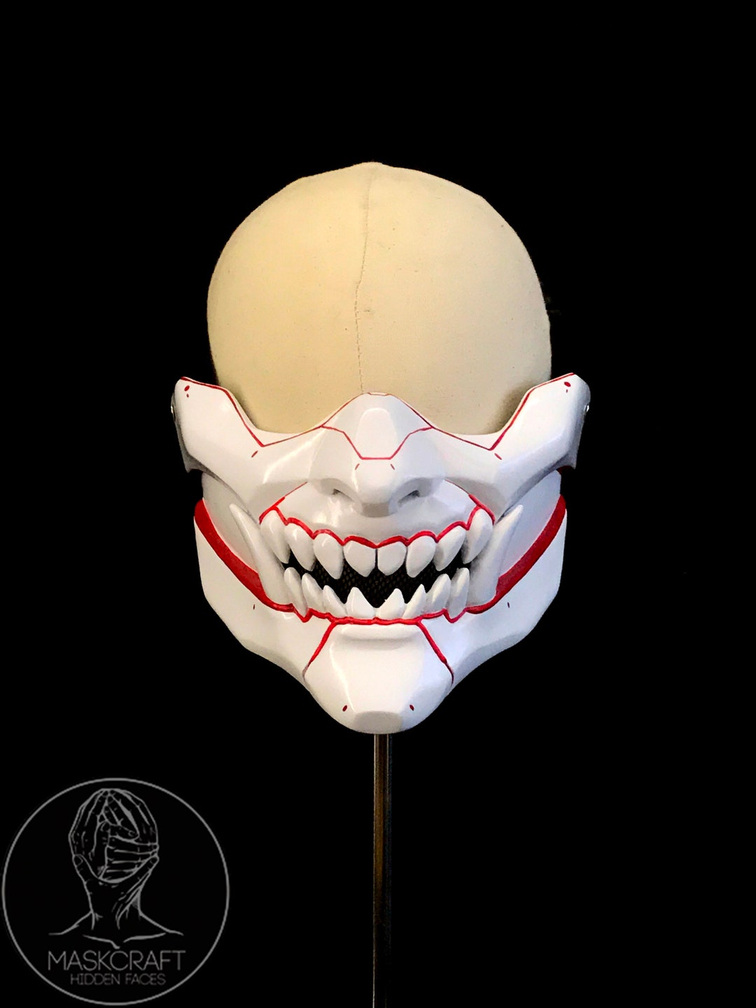 Japanese White Oni Mask Etsy