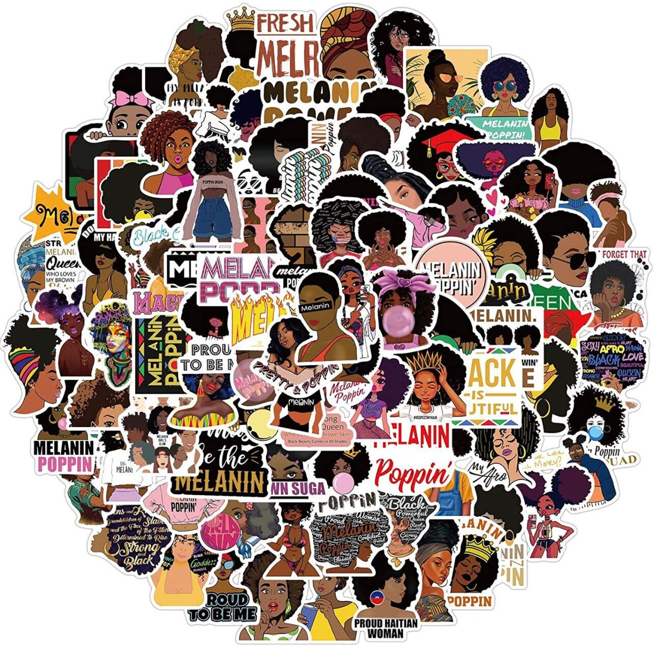 Melanin Stickers, Black Girl Decal Waterproof Stickers Black Girl Magic ...