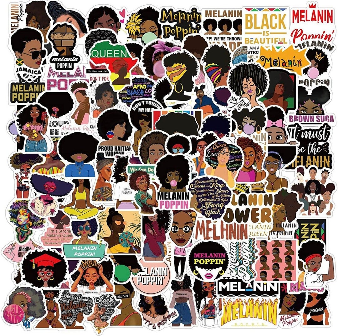 Melanin Stickers, Black Girl Decal Waterproof Stickers Black Girl Magic ...