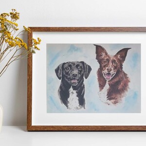 Handgemaltes Aquarell Tierportrait - Mehrere Haustiere