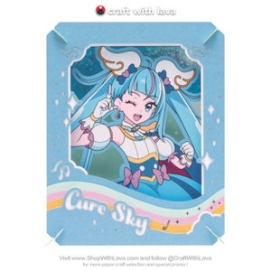 Teatro de Papel | Céu subindo! Cura bonita | Cure Sky PT-346 ( ひろがるスカイ！プリキュア / キュアスカイ PT-346 ) Kit de artesanato de papel de anime da Ensky Japan