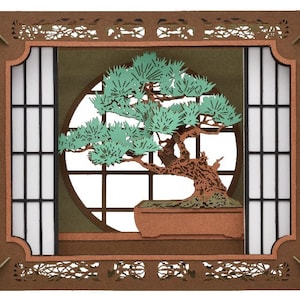 Teatro di carta / Paesaggio giapponese / Pino bonsai (日本の風景シリーズ PAPER THEATRE / 盆栽「松」 PT-322) di Ensky