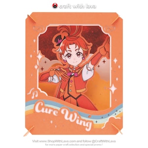 Teatro de Papel | Céu subindo! Cura bonita | Cure Wing PT-348 (ひろがるスカイ！プリキュア / キュアウィング) Kit de artesanato de papel de anime da Ensky Japan