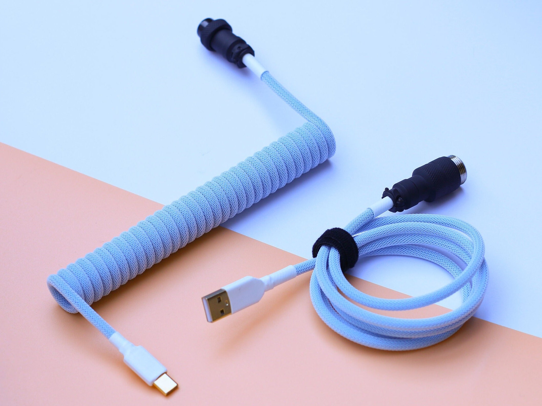 Coil Cable For Mechanical Keyboard Purple Sparkling USBC to USBA