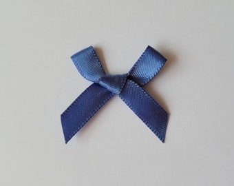 Smoke Blue Satin Ribbon Bows: 3cm Craft Embellishments (Pk of 20)