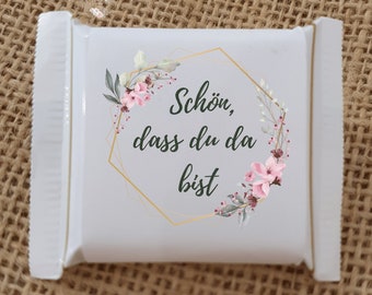 Ritter Sport mini banderoles nice that you are here gift guest gift birthday wedding table decoration give away chocolate personalized