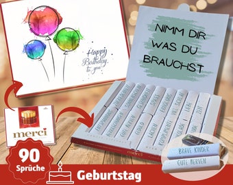 Geburtstaggeschenk Geschenk Freundin Geschenk Kollegin 90 MERCI Banderolen Aufkleber Schokolade DIY personalisiert Last Minute Geschenk 14