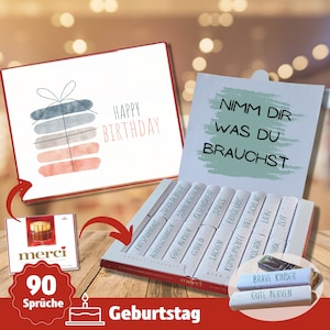 Birthday gift gift for him her girlfriend colleague colleague boss educator teacher 90 MERCI banderole stickers chocolate DIY 10