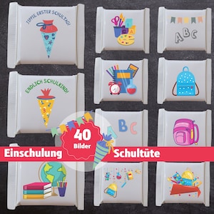 40 Ritter Sport Mini Banderoles Cadeau Scolarisation Fille Garçon Écolier 2024 Contenu Sac d'école Journée d'école Rentrée scolaire Introduction à l'école DIY