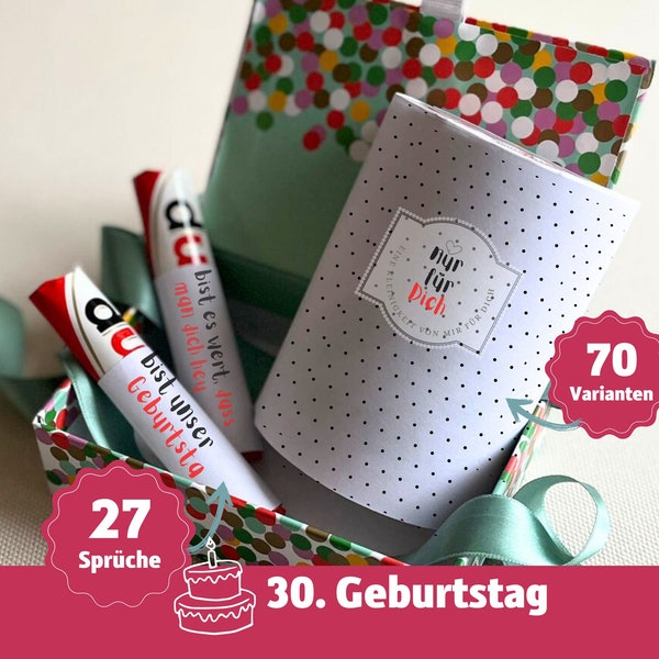 Gift 30th birthday creative gift personal gifts gift boyfriend gift girlfriend DIY Download: 27 Duplo banderoles