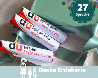 Thank you farewell gift Kindergarten teacher with heart Daycare Nursery Childminder Duplo banderoles Best teacher Farewell Thank you