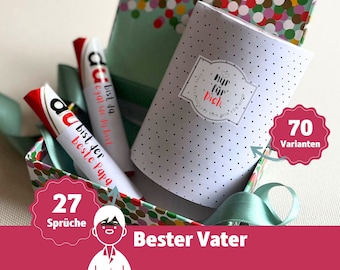 Geschenk Papa Geburtstag Vatertag Personalisiert Duplo Banderole für Bester Papa Vater Männer DU Botschaft Geschenkbox Vorlagen Etiketten