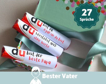 Geschenk Papa Geburtstag Vatertag Personalisiert Duplo Banderole für Bester Papa Vater Männer DU Botschaft Geschenkbox Vorlagen Etiketten