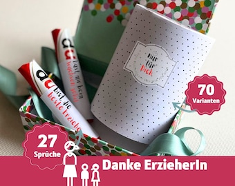 Thank you farewell gift Kindergarten teacher with heart Daycare Nursery Childminder Duplo banderoles Best teacher Farewell Thank you
