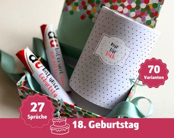 personalisiertes Geschenk 18 Geburtstag Junge Mädchen Freund Tochter Sohn Duplo Banderole endlich 18 Geburtstagsgeschenk DIY Völljährig