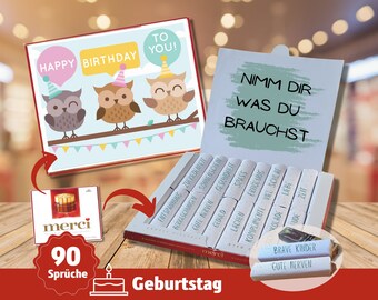 Geburtstaggeschenk Geschenk Freundin Geschenk Kollegin Download: 90 MERCI Banderolen Merci Aufkleber Schokolade DIY personalisiert 17