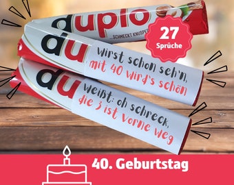 Geschenk 40 Geburtstag kreatives Geschenk persönliche Geschenke Geschenk Mutter Geschenk Vater DIY Download 27 Duplo Banderolen