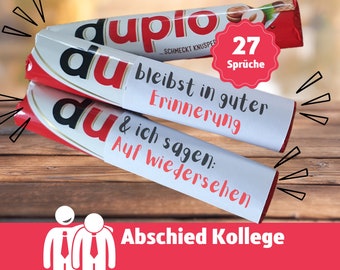 Abschied personalisiertes Geschenk Verabschiedung Kollegen Kollegin Chef Team Jobwechsel Duplo Banderolen Geschenkbox Büro Lieblingskollegin