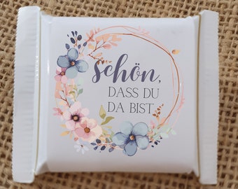 Ritter Sport mini banderoles nice that you are here gift guest gift birthday wedding table decoration give away chocolate baptism communion
